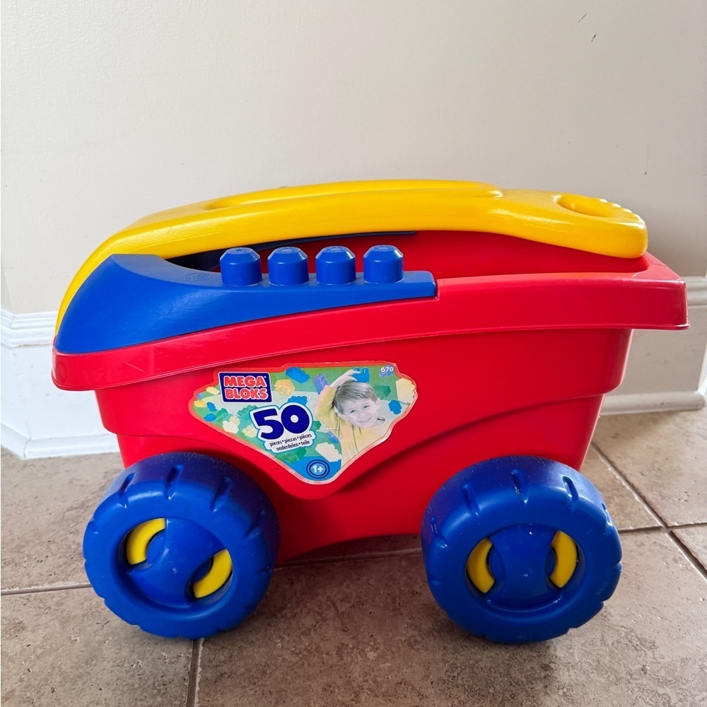 Mega Bloks Stackable Play Push Pull Wagon Toys Kids Toddlers